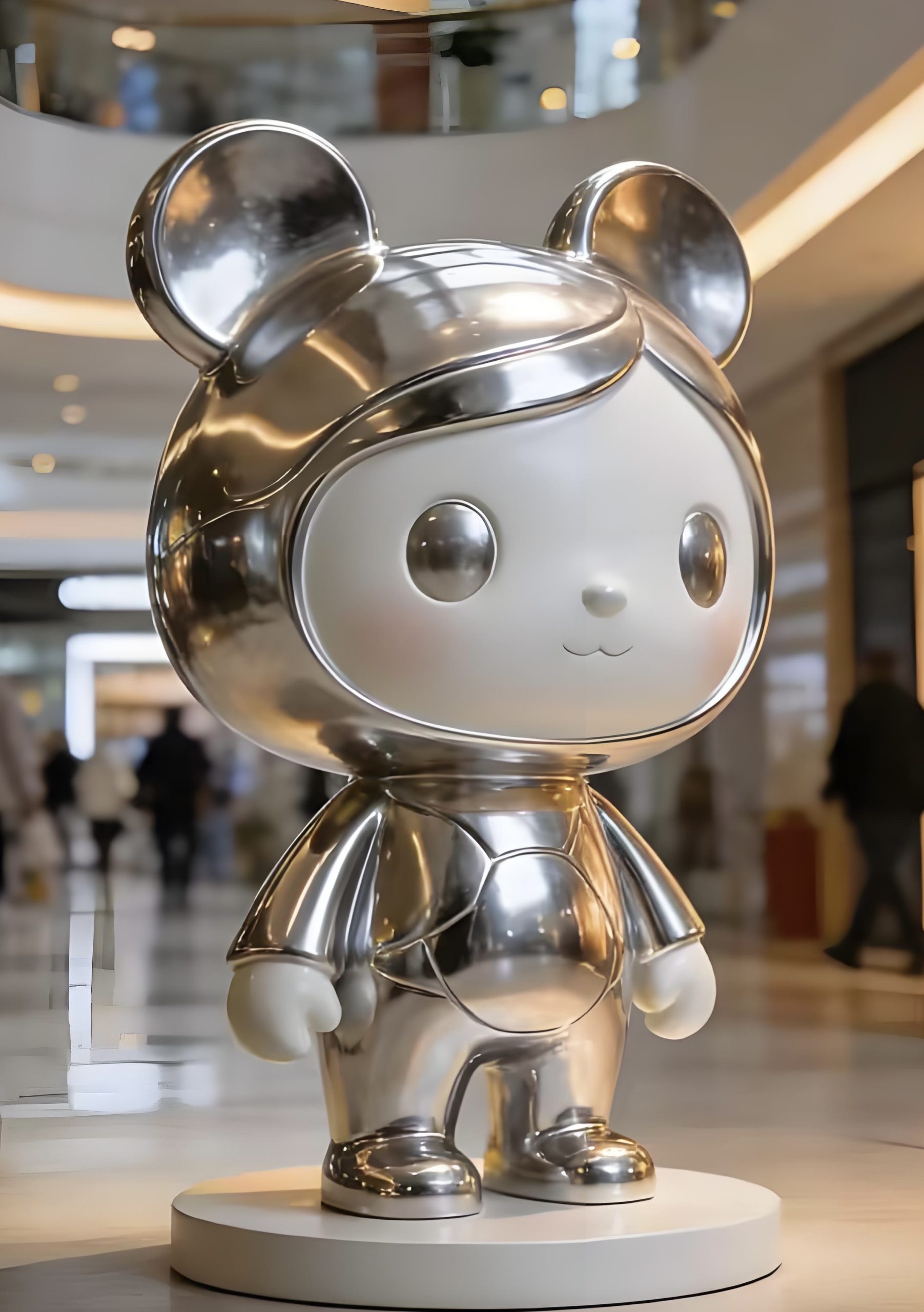 Stainless steel cartoon sculpture.