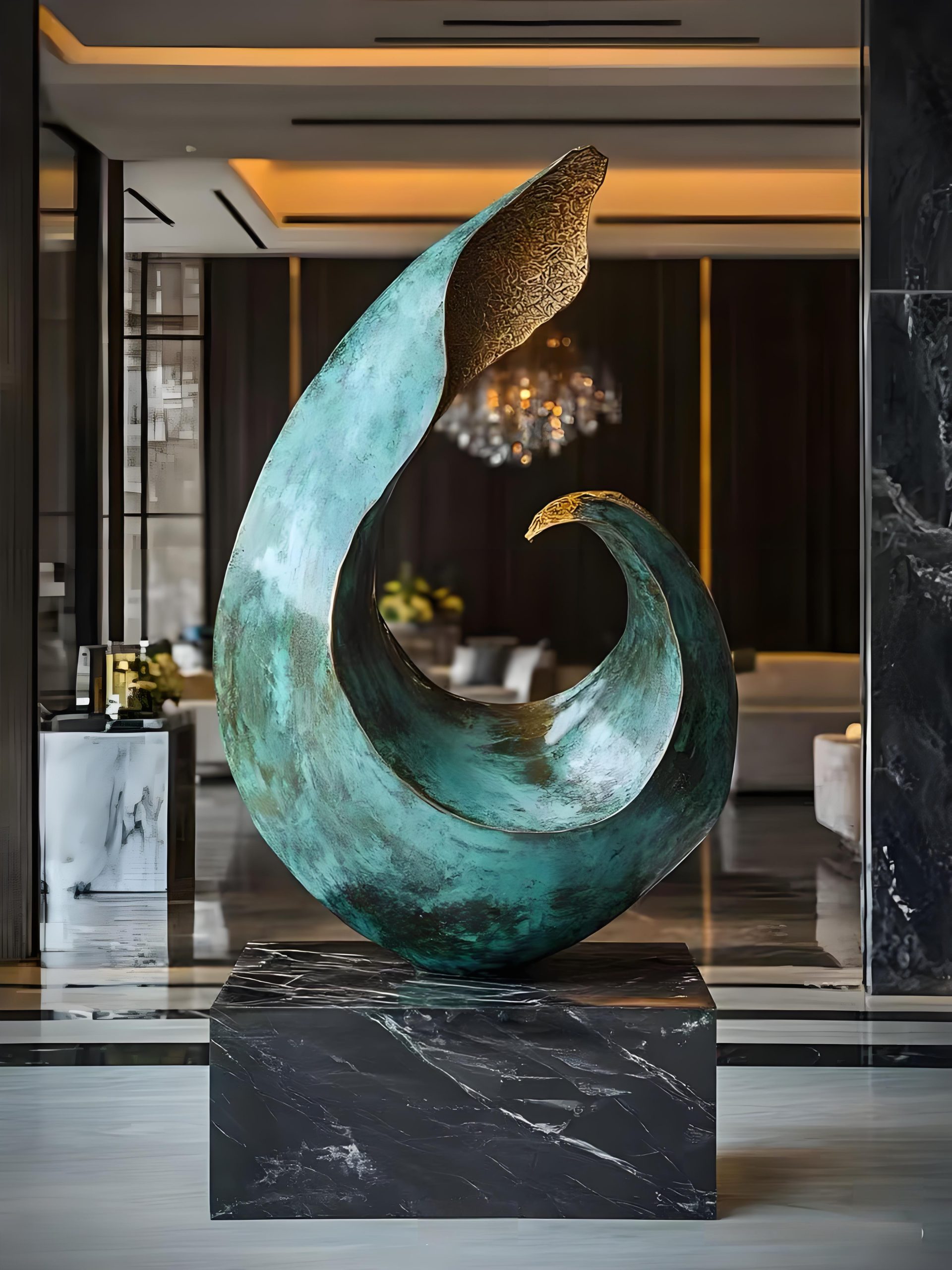 Bronze landscape sculpture.