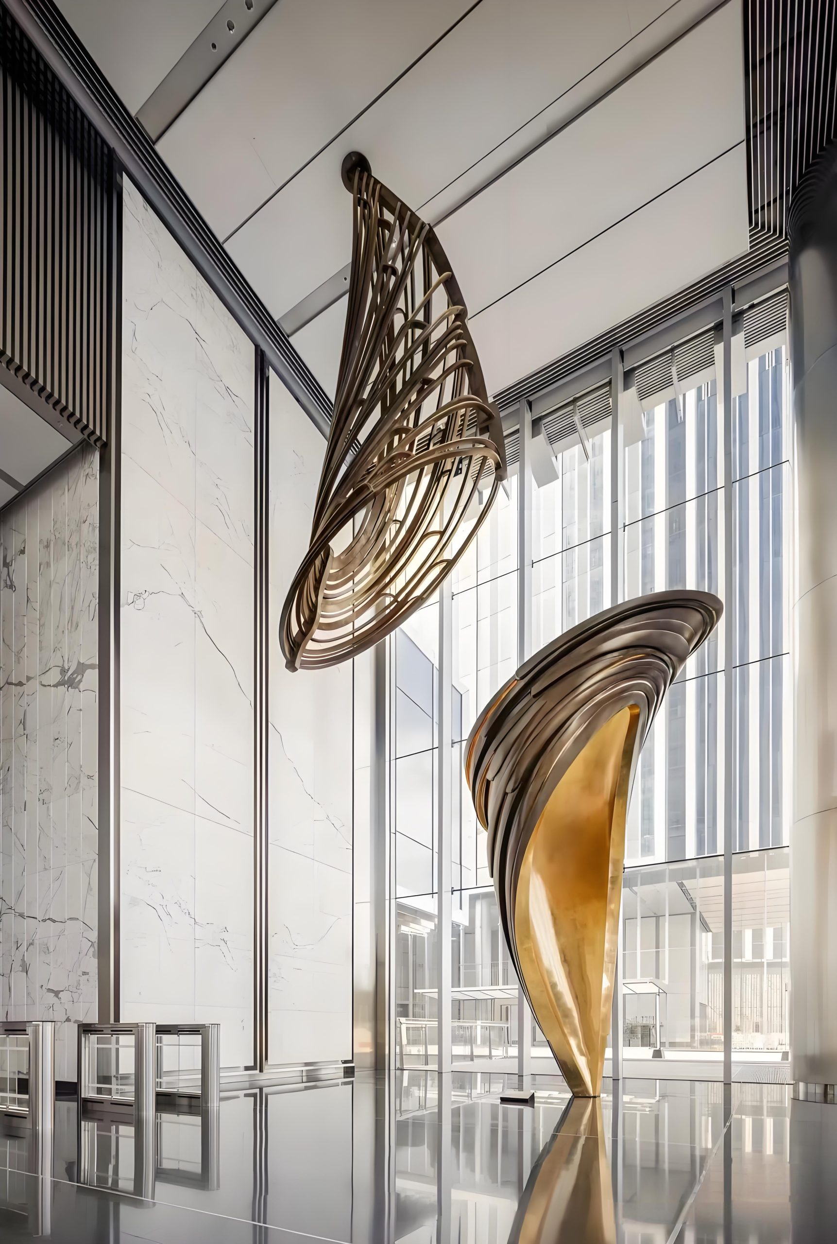 Bronze landscape sculpture.