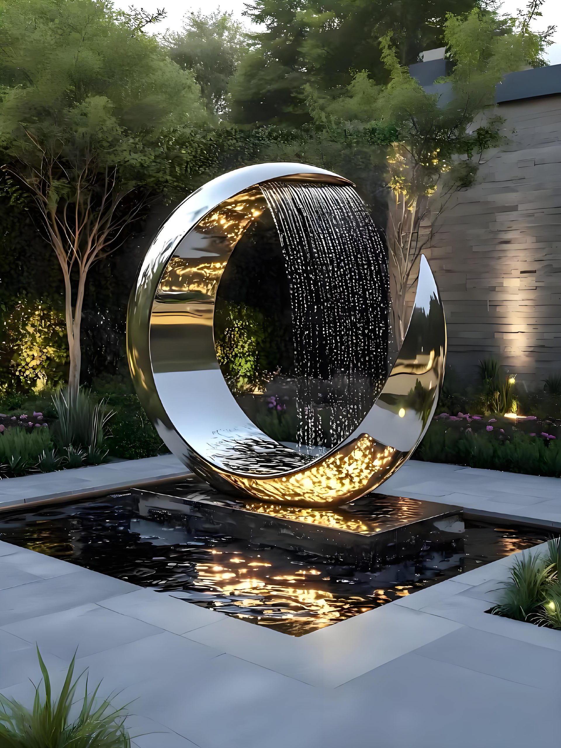 Stainless steel landscape sculpture