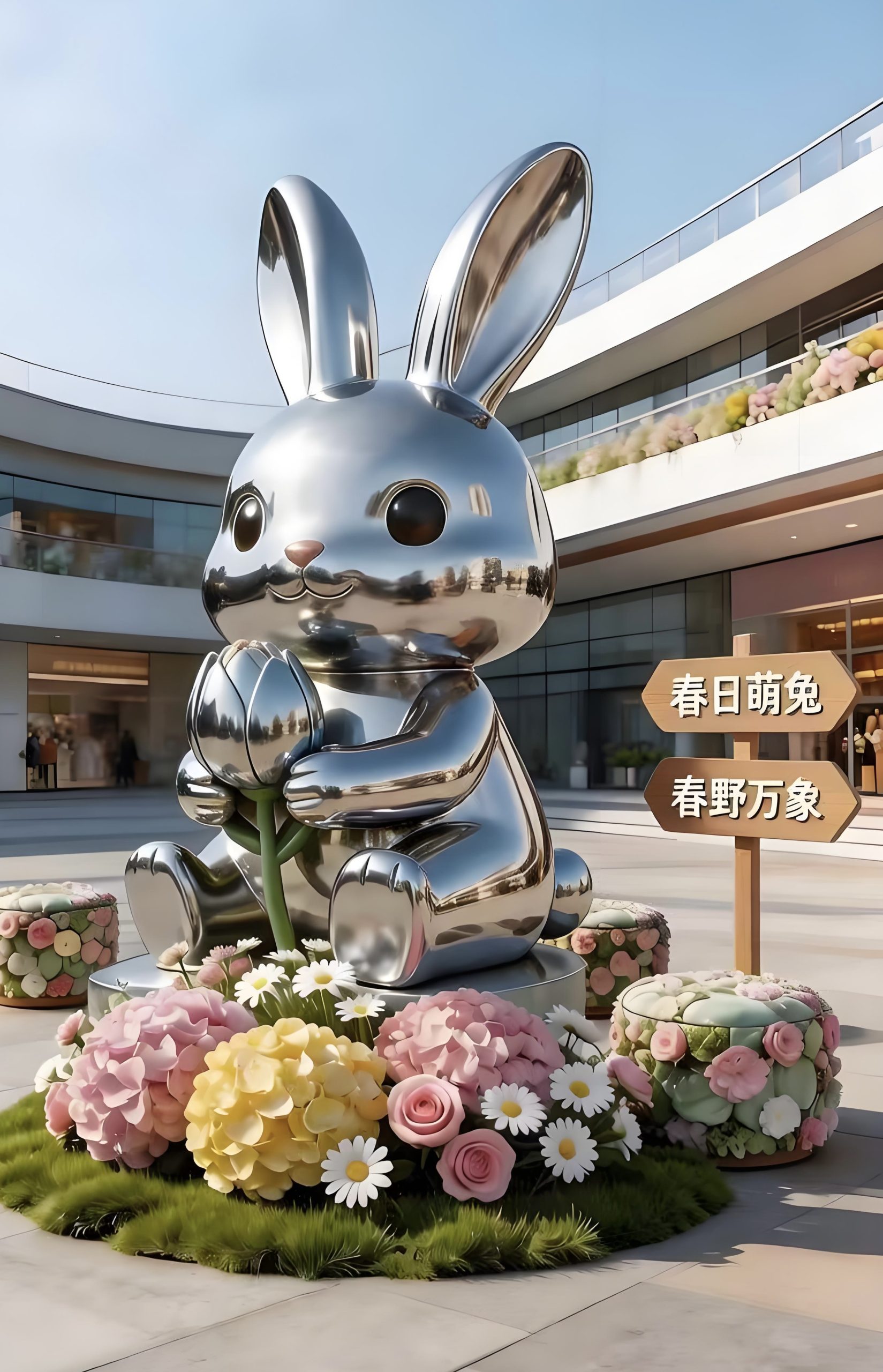 Stainless steel cartoon sculpture.