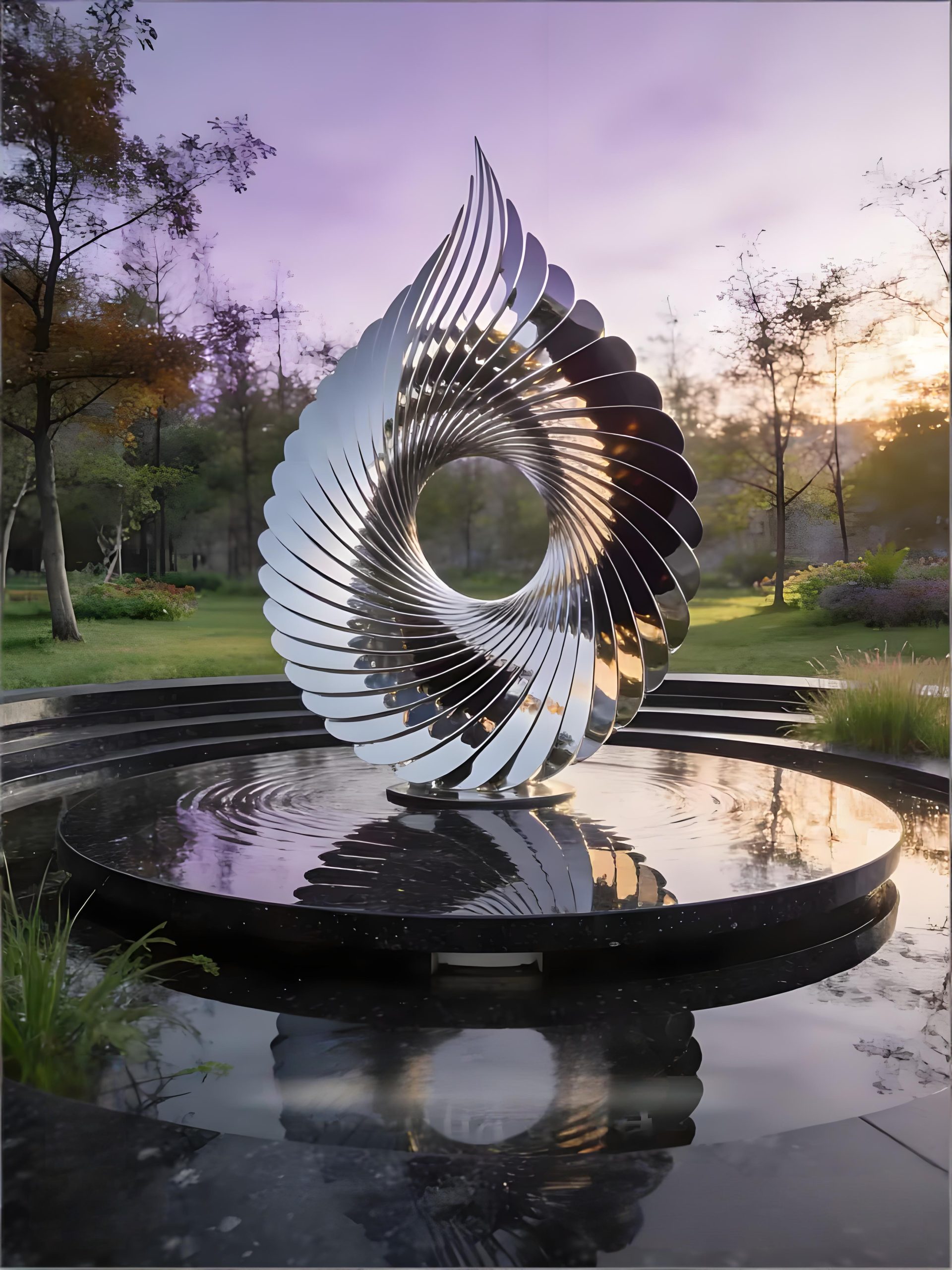 Stainless steel landscape sculpture