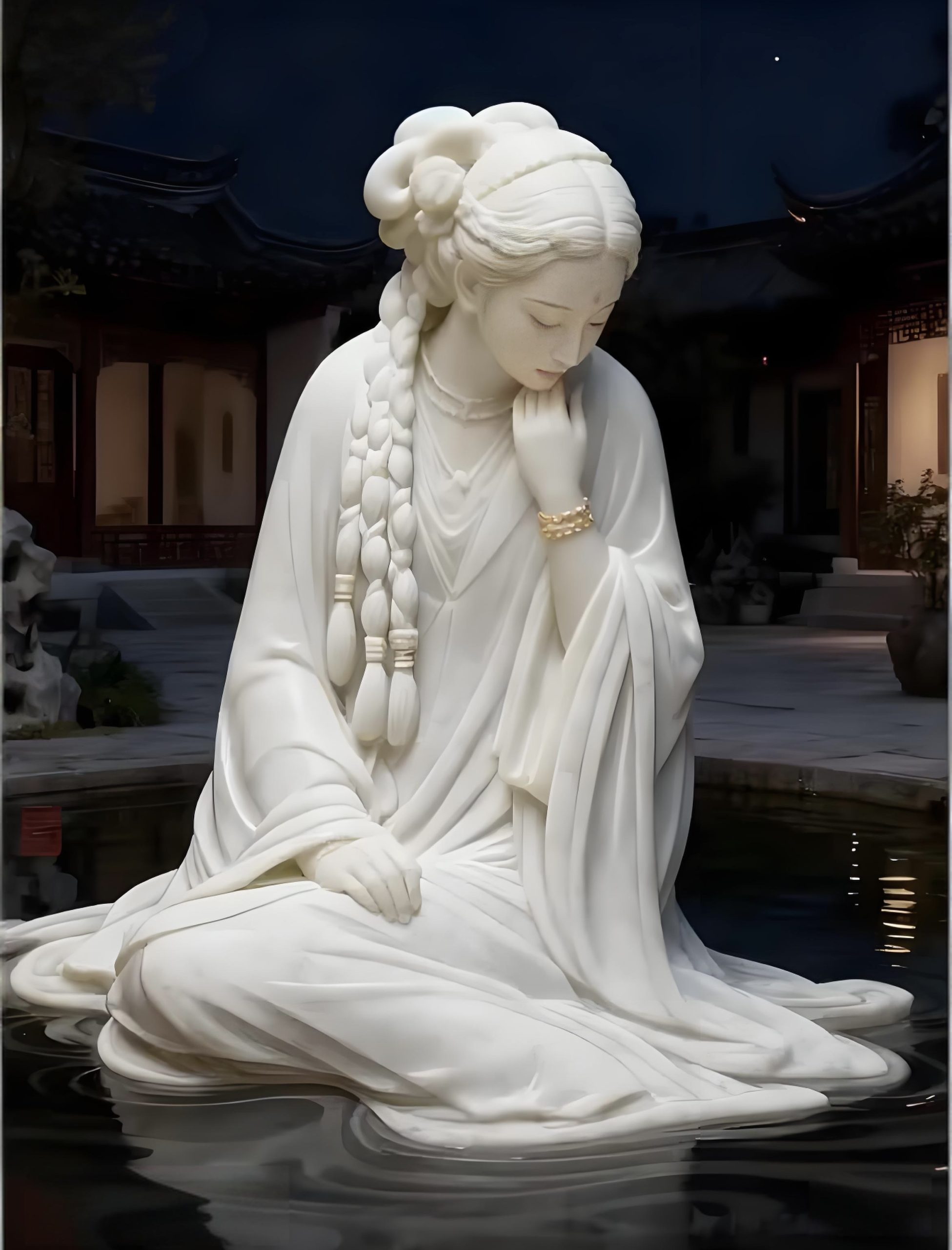 Chinese-style Court Ladies Sculpture