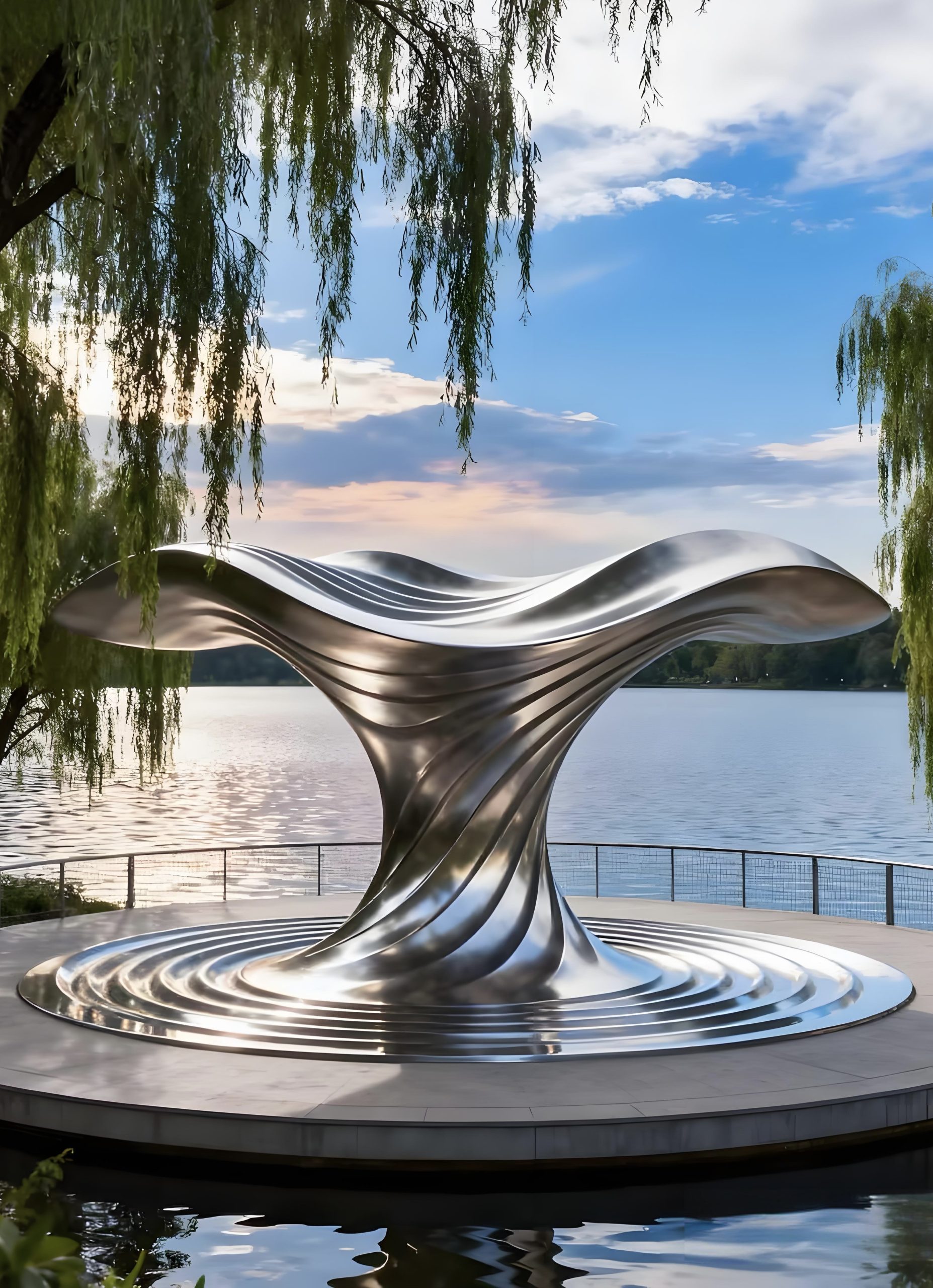 Stainless steel landscape sculpture