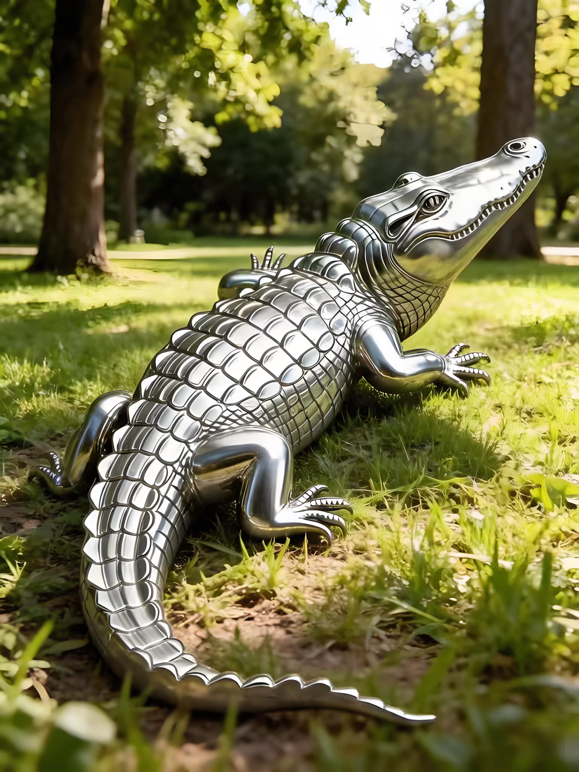 Stainless steel animal sculpture