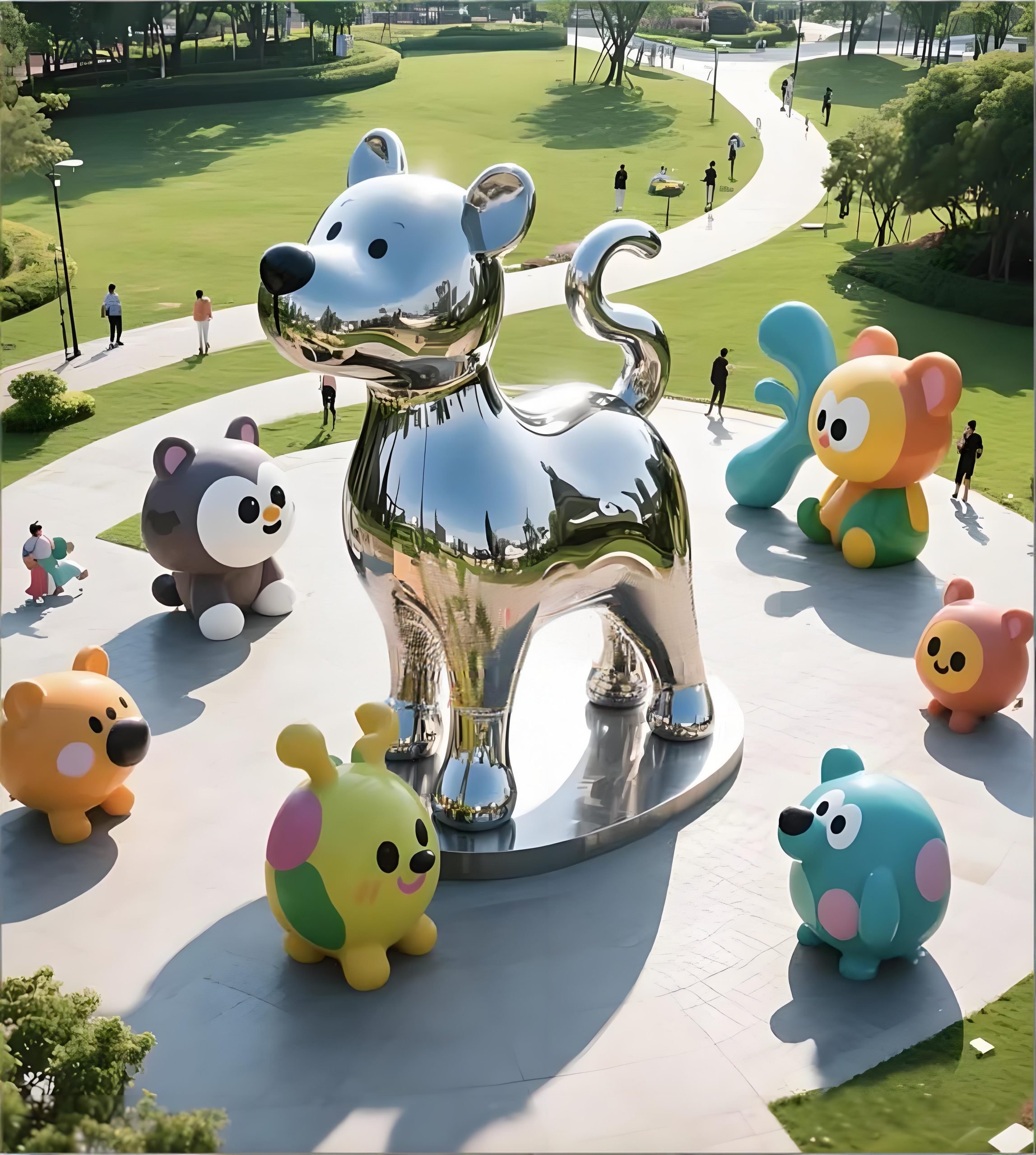 Stainless steel cartoon sculpture