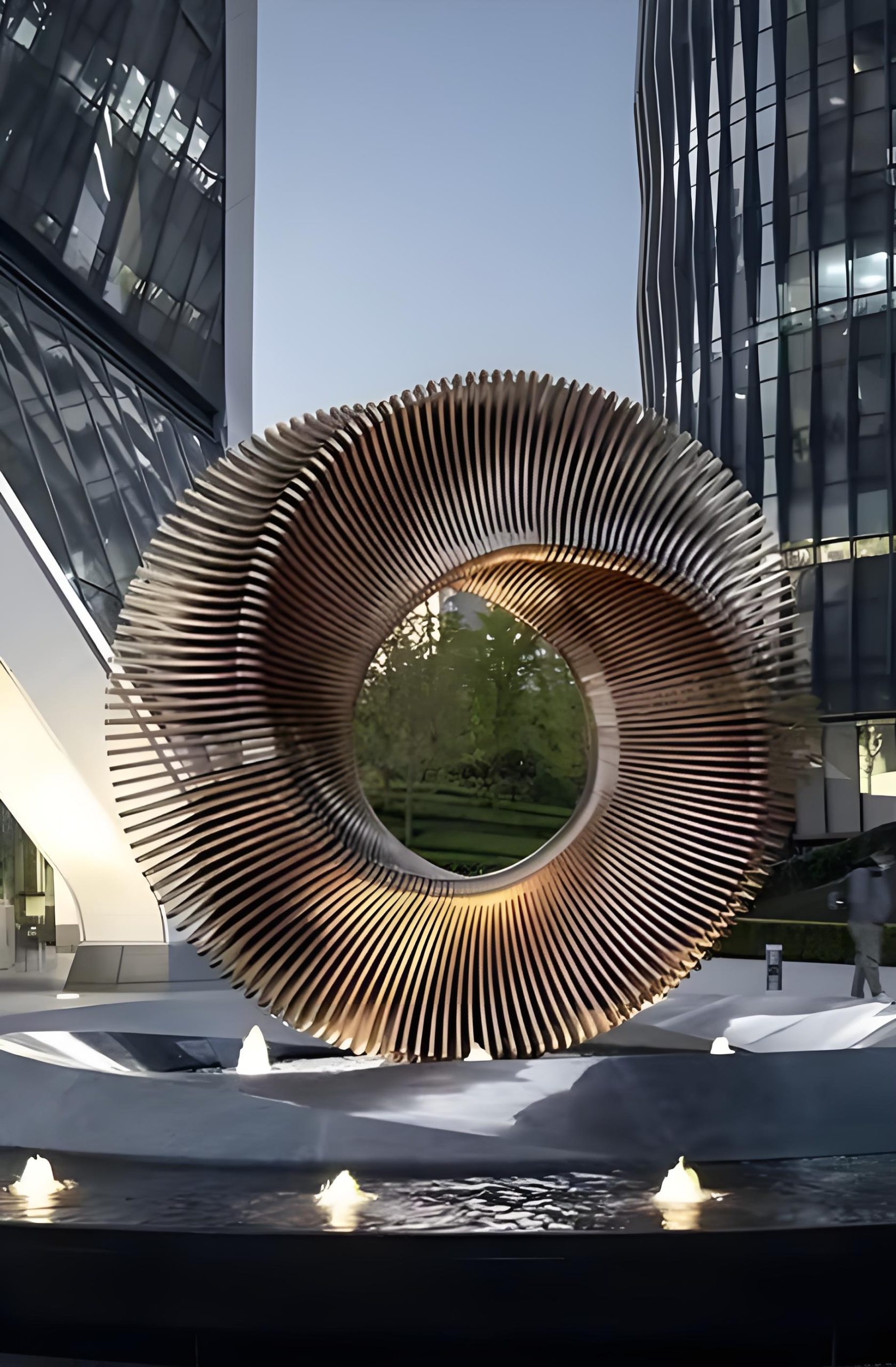 Bronze landscape sculpture.