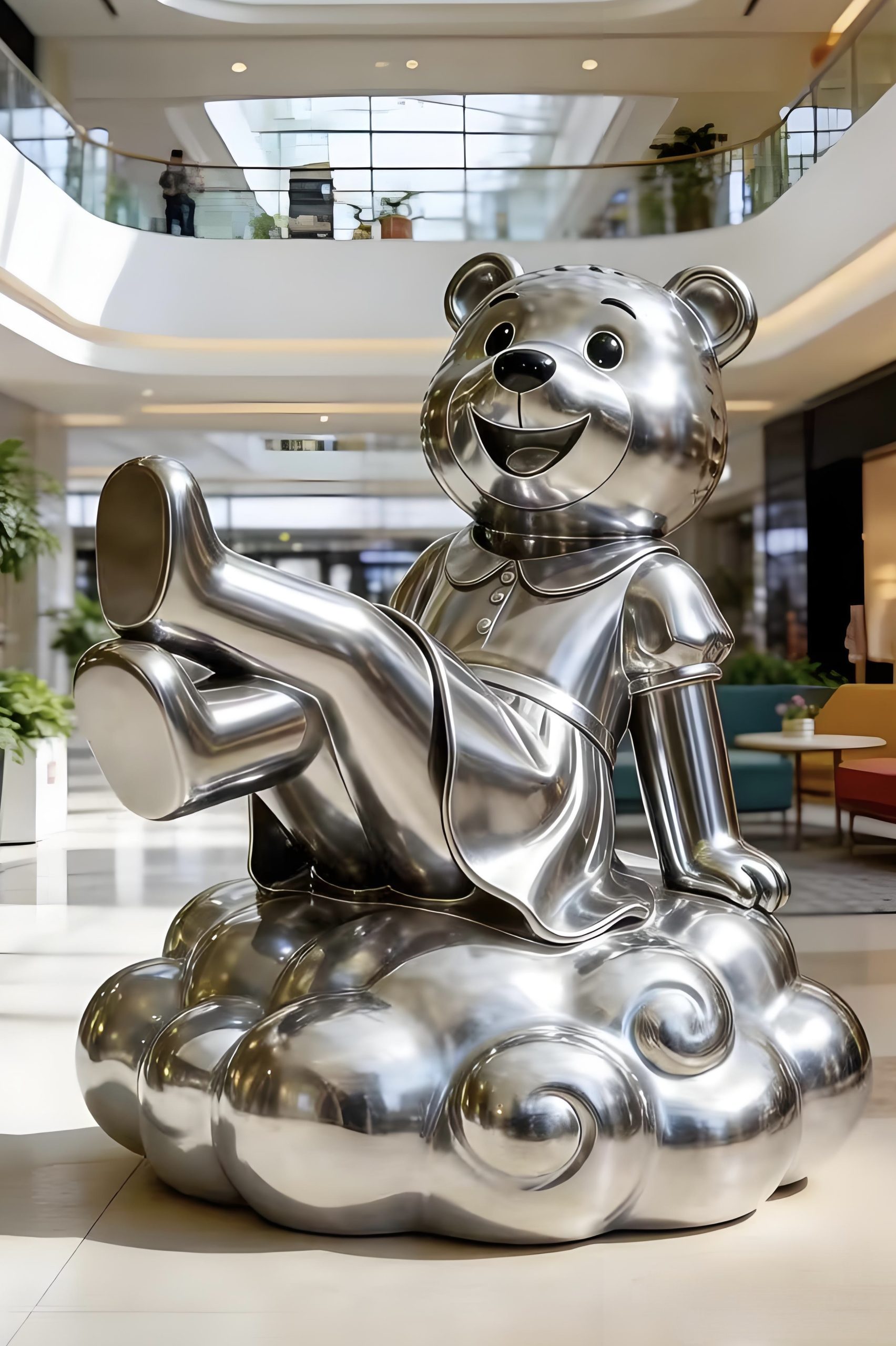 Stainless steel cartoon sculpture.