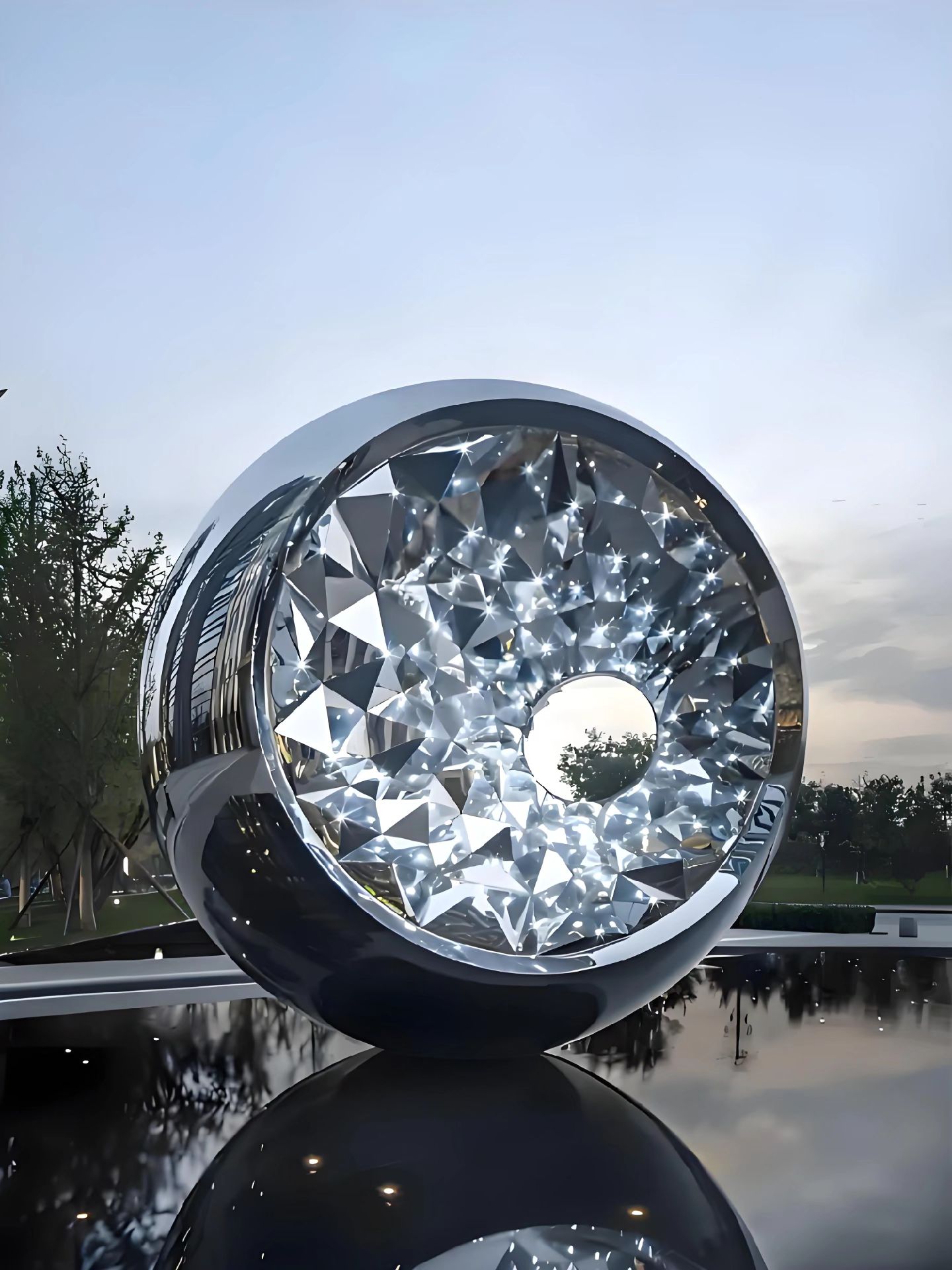 Stainless steel landscape sculpture