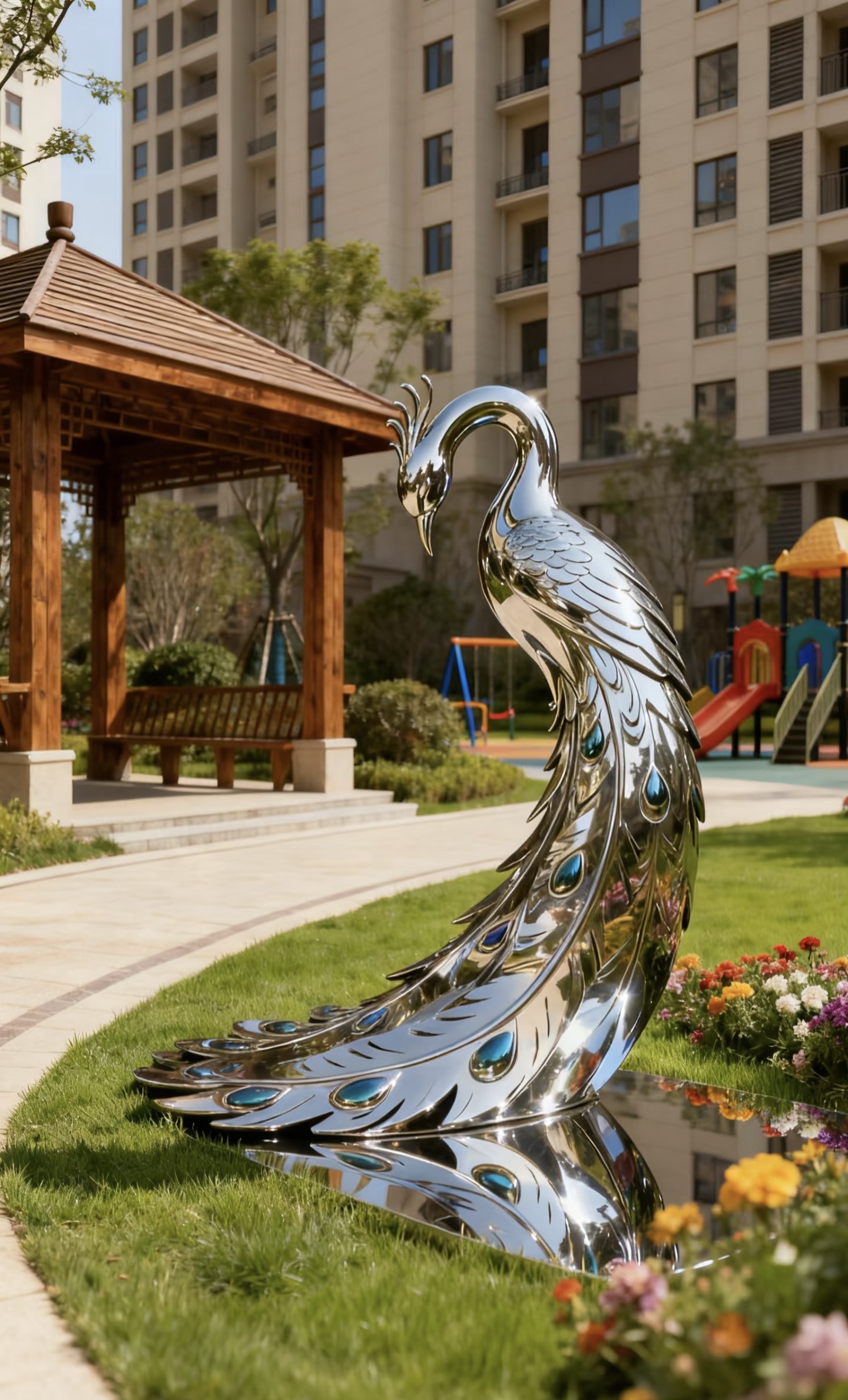 Stainless steel animal sculpture