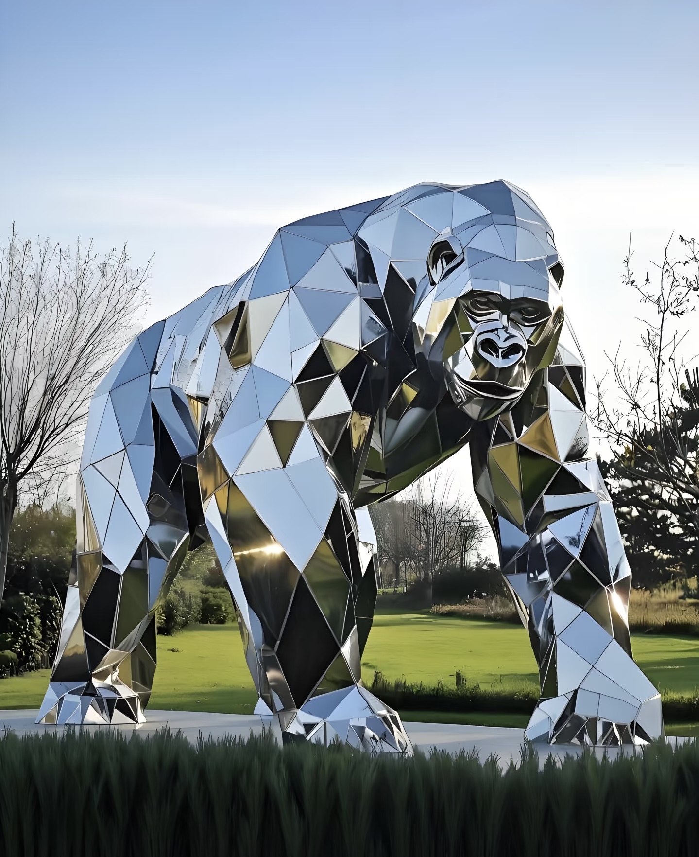 Stainless steel animal sculpture