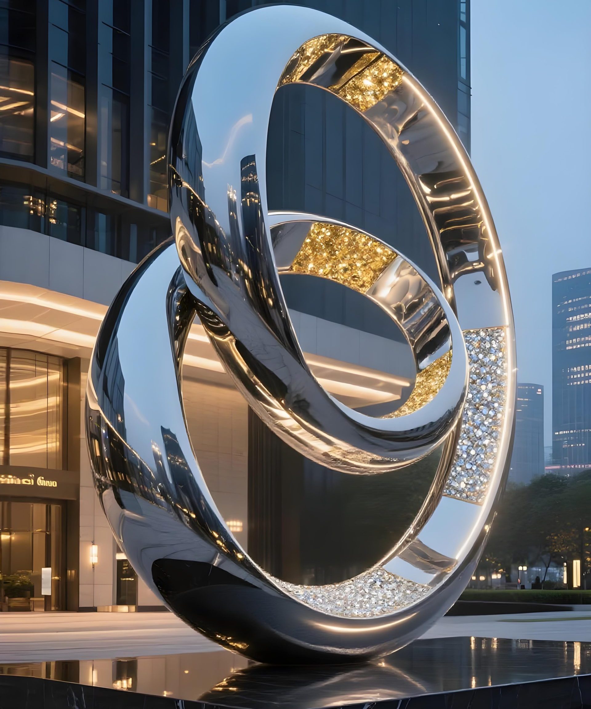 Stainless steel landscape sculpture