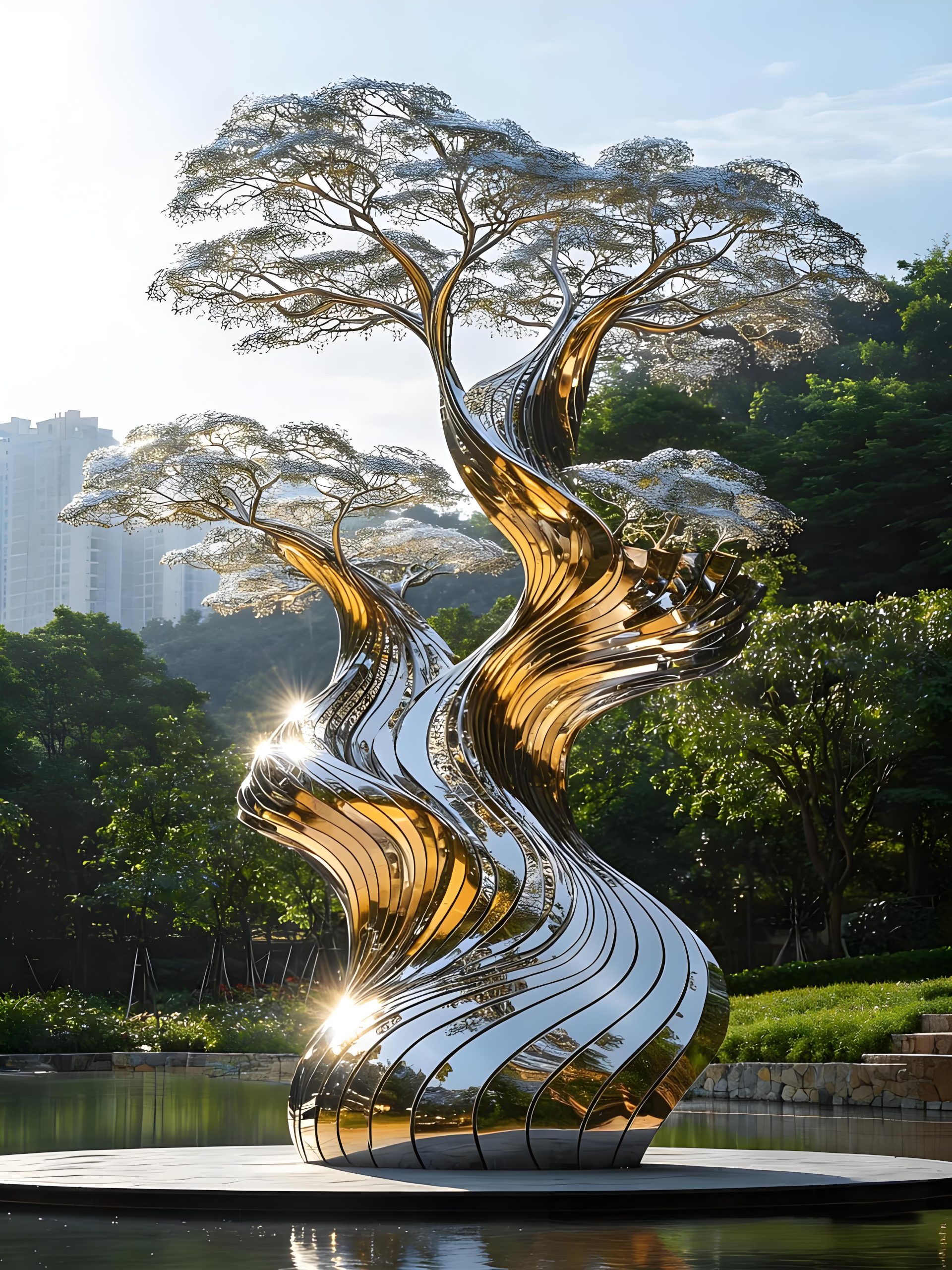 Stainless steel landscape sculpture