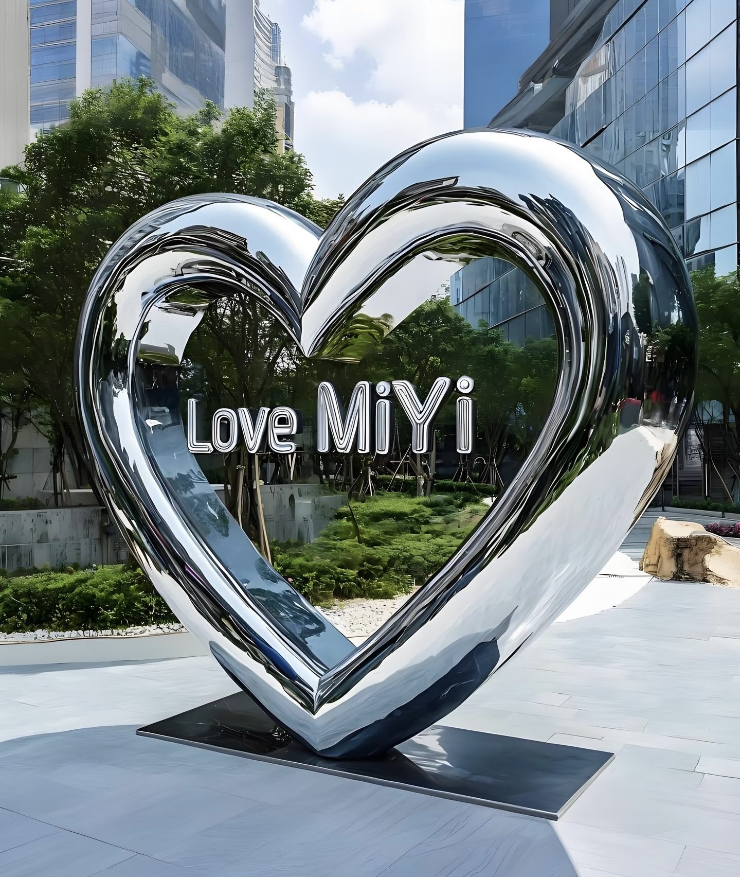 Stainless steel landscape sculpture