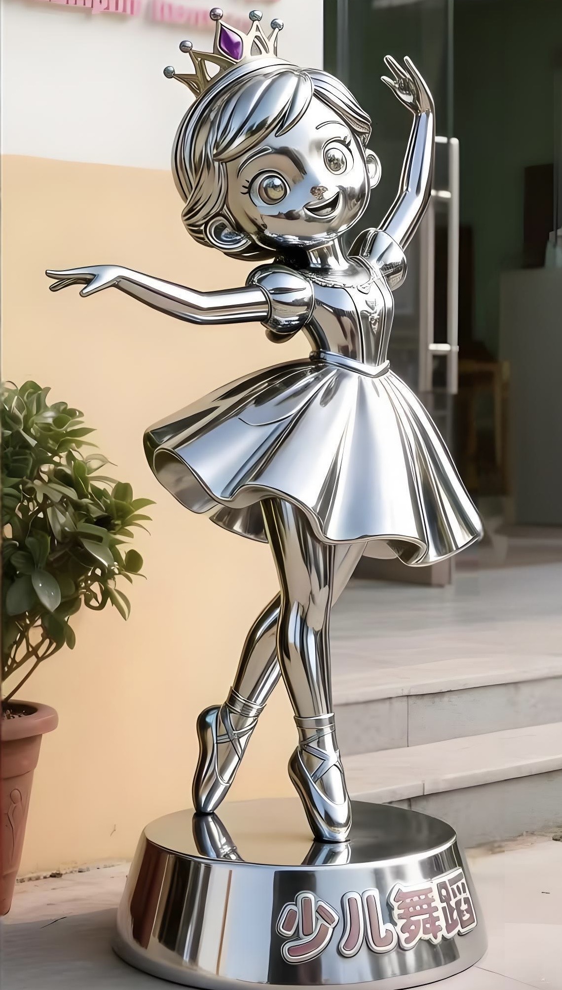 Stainless steel cartoon sculpture.