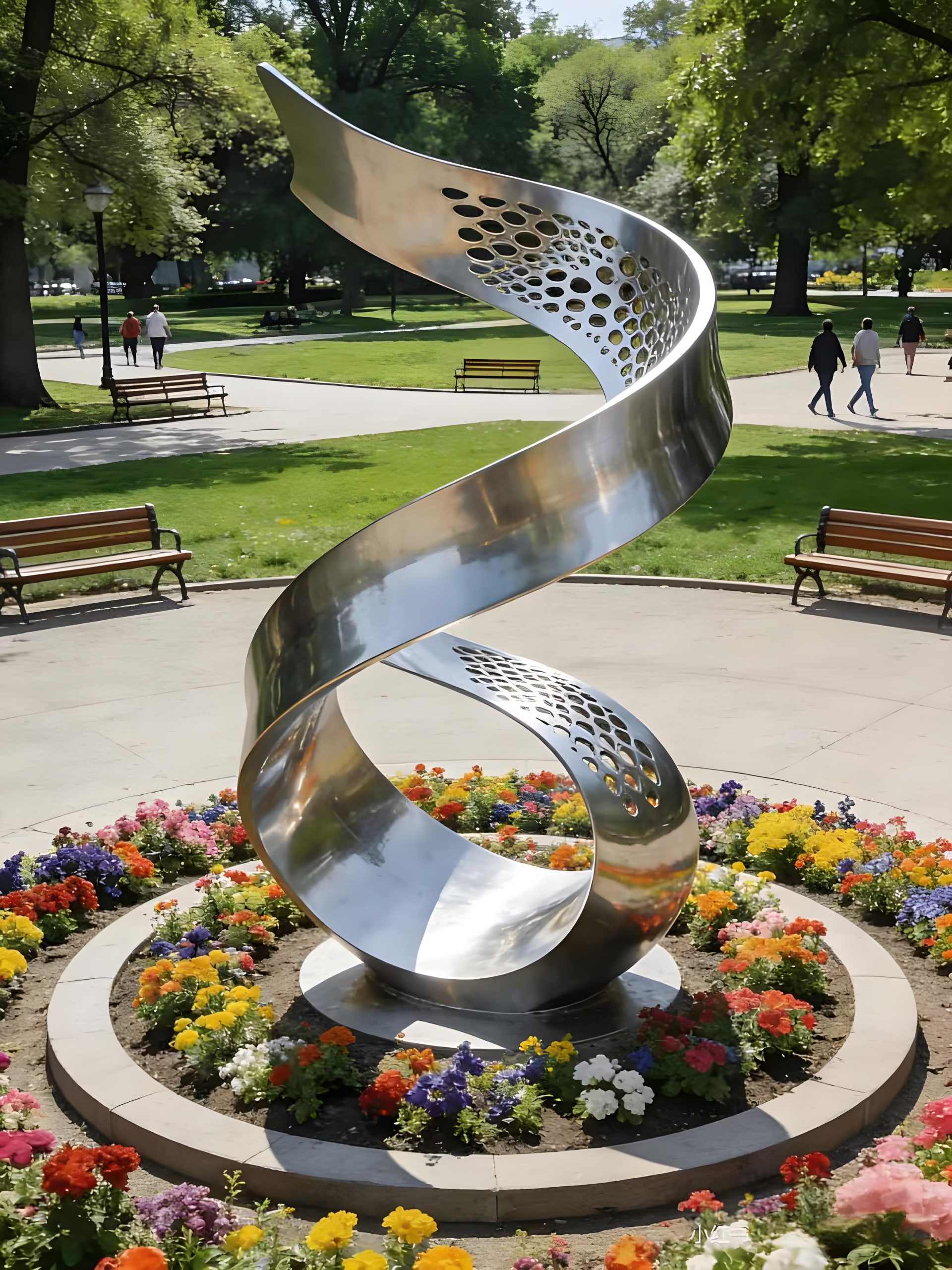 Stainless steel landscape sculpture