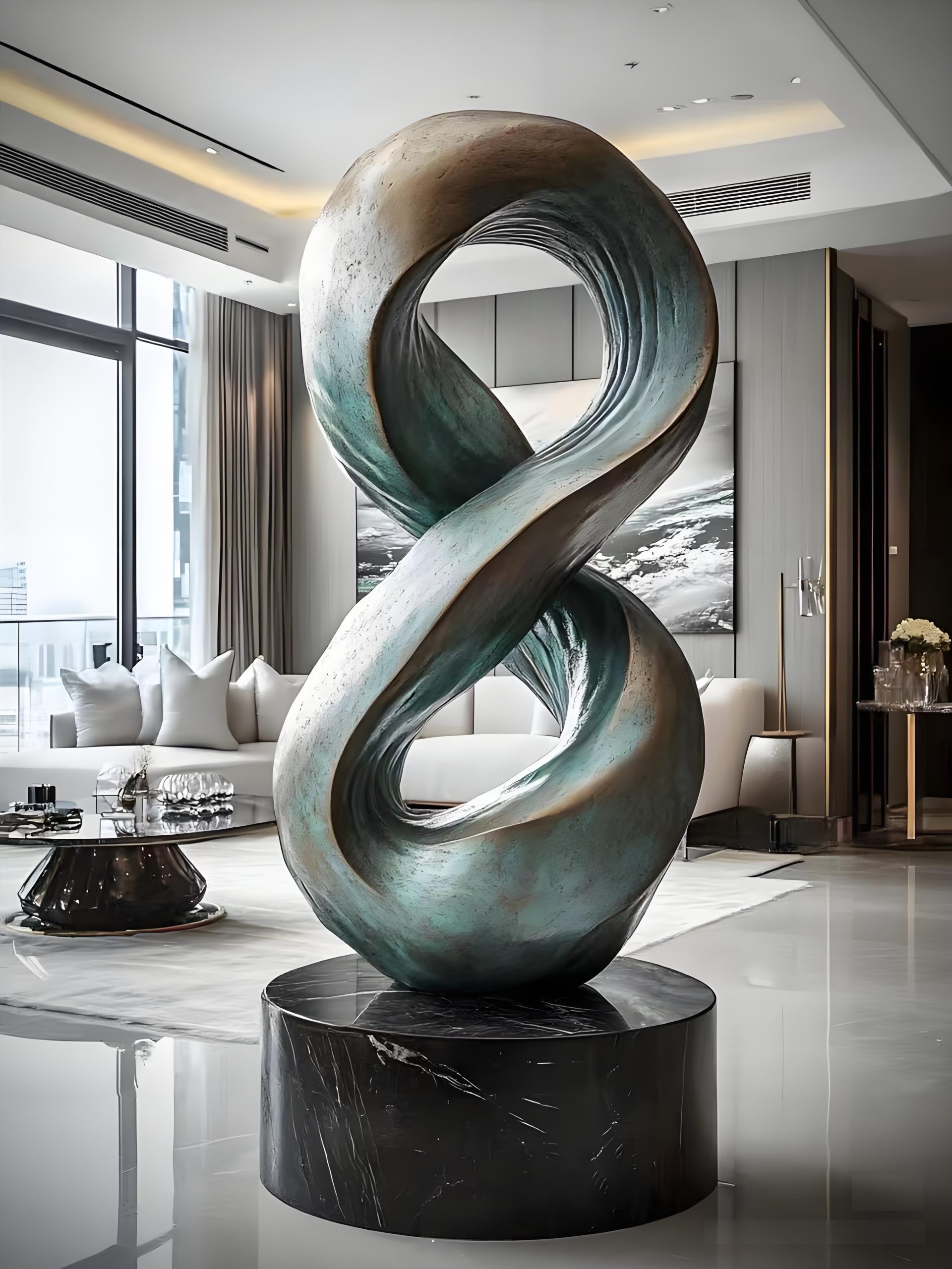 Bronze landscape sculpture.