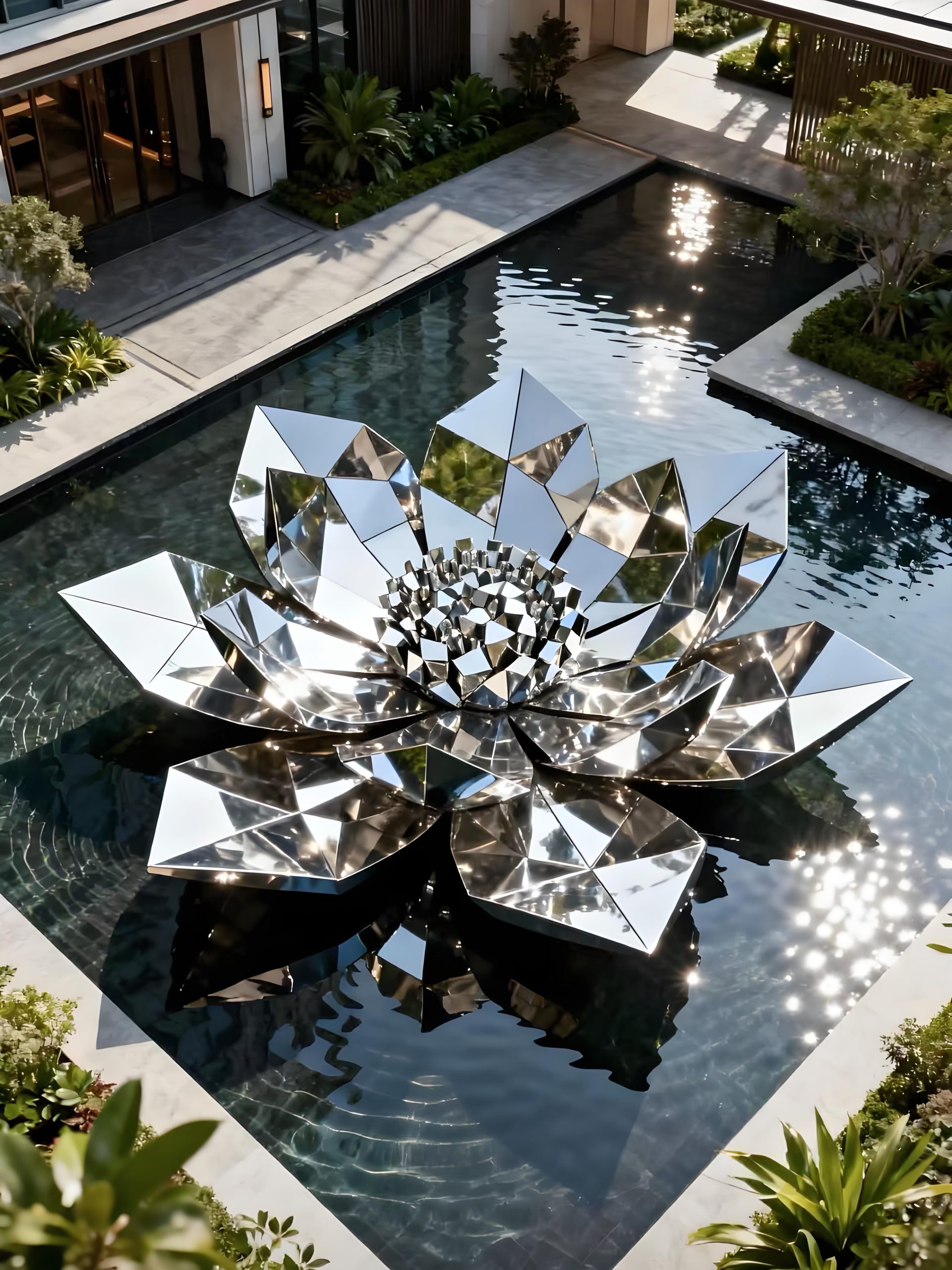 Stainless steel landscape sculpture