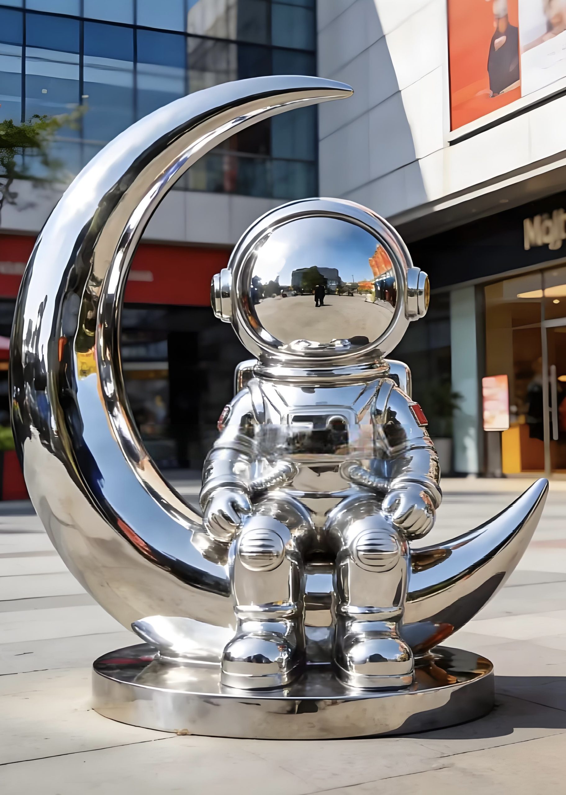 Stainless steel cartoon sculpture.