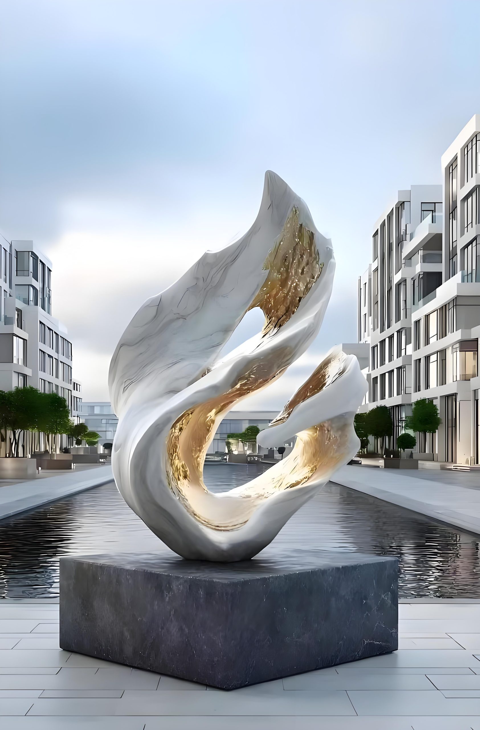 Marble landscape sculpture